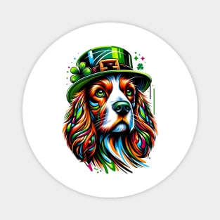 Welsh Springer Spaniel in Festive St Patrick's Day Gear Magnet